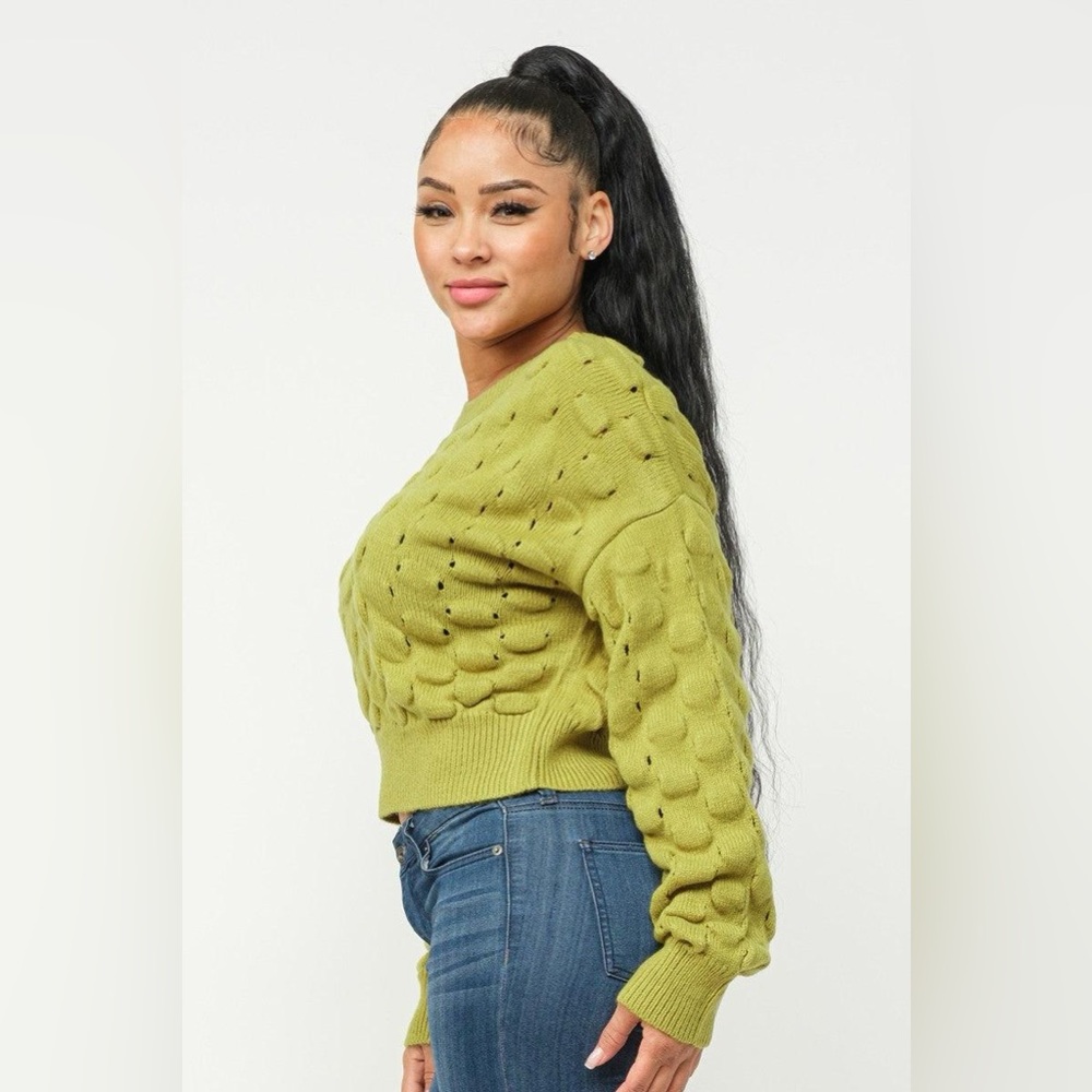 NWT - Hera Collection Checkerboard Cropped Sweater - Size Medium. - Picture 3 of 13